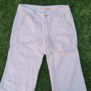 Pilcro by Anthropologie Linen Wide Straight Leg Pants Tan Beige Size 4